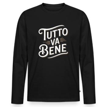 Tutto va bene - T-shirt manches longues Premium bio Homme - noir - Devant - Nico (187cm)