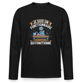 Je suis un fonctionnaire qui fonctionne - T-shirt manches longues Premium bio Homme - noir - Devant - Nico (187cm)