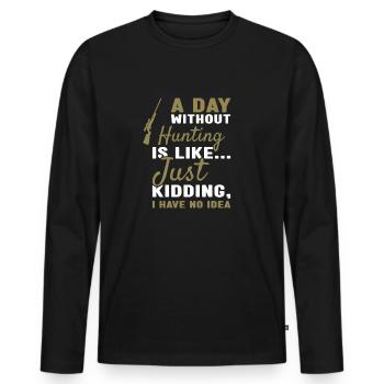Chasseur Une journée sans chasse - T-shirt manches longues Premium bio Homme - noir - Devant - Nico (187cm)