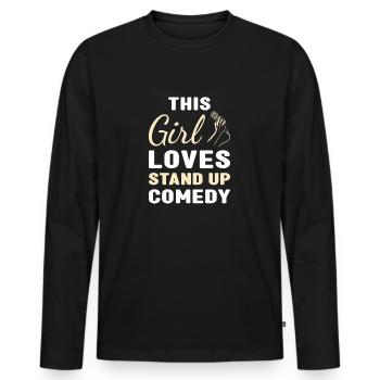 Comédien This Girl Loves Stand Up Comedy - T-shirt manches longues Premium bio Homme - noir - Devant - Nico (187cm)