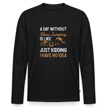 Jumper Une journée sans saut d’obstacles - T-shirt manches longues Premium bio Homme - noir - Devant - Nico (187cm)