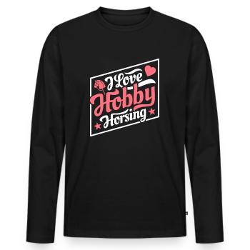 J’aime Hobby Horsing - Coeur - Hobby - T-shirt manches longues Premium bio Homme - noir - Devant - Nico (187cm)