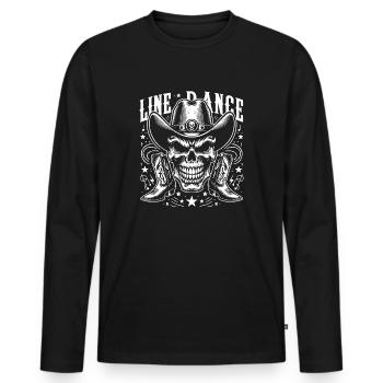 Crâne de danse en ligne avec stetson et bottes et lasso - T-shirt manches longues Premium bio Homme - noir - Devant - Nico (187cm)