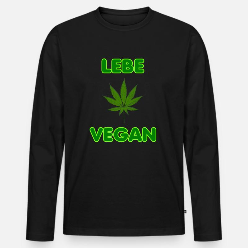 Cannabis - LEBE VEGAN - Männer Premium Bio Langarmshirt - Schwarz