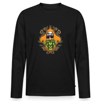 Durstiger Bart - Hopfen Hipster - Brauerei Style - Männer Premium Bio Langarmshirt - Schwarz - Vorne - Nico (187cm)
