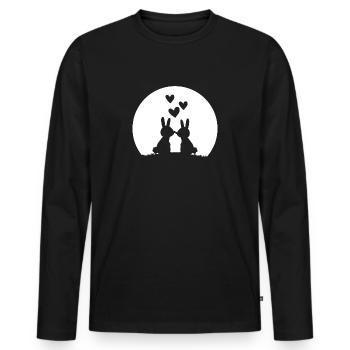 Mon lapin - Un doux couple de lapins amoureux - T-shirt manches longues Premium bio Homme - noir - Devant - Nico (187cm)