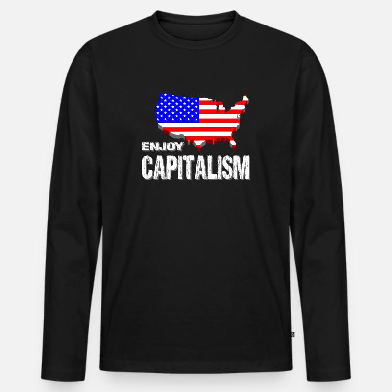 USA - Männer Premium Bio Langarmshirt - Schwarz
