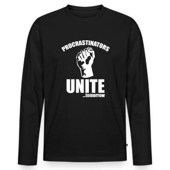 Procrastinators Unite Tomorrow - Men's Premium Organic Long Sleeve Shirt - black - Front - Nico (187cm)