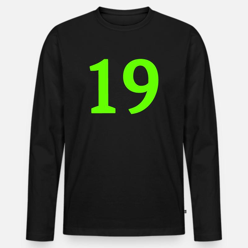 Anzahl 19 - Männer Premium Bio Langarmshirt - Schwarz