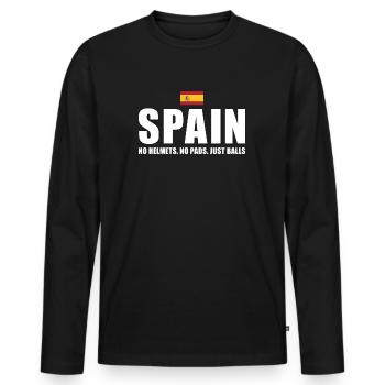 Espagne Pas de casques Pas de coussinets juste des ballons Espagne Rugby - T-shirt manches longues Premium bio Homme - noir - Devant - Nico (187cm)