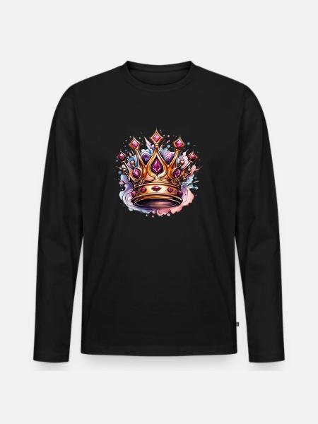 Krone Illustriert - Männer Premium Bio Langarmshirt - Schwarz