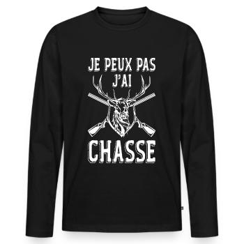 I can't I hunt, hunt, hunter - Men's Premium Organic Long Sleeve Shirt - black - Front - Nico (187cm)