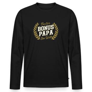 Bonus Papa - Männer Premium Bio Langarmshirt - Schwarz - Vorne - Nico (187cm)