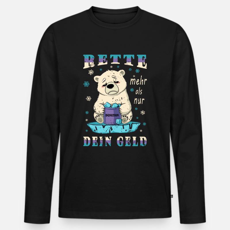 Eisbären Retten - Männer Premium Bio Langarmshirt - Schwarz