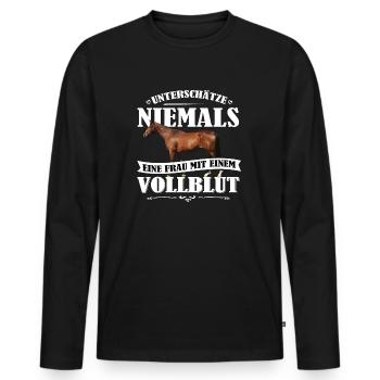 Vollblut Pferde Shirt-UNF - Männer Premium Bio Langarmshirt - Schwarz - Vorne - Nico (187cm)