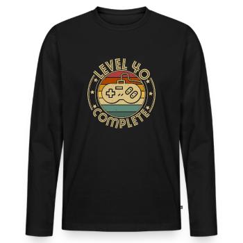 40. Geburtstag 40 Jahre Gamer Level 40 Complete - Männer Premium Bio Langarmshirt - Schwarz - Vorne - Nico (187cm)
