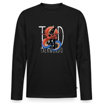 TKD Korea Yin & Yang Dragon Taekwondo - Men's Premium Organic Long Sleeve Shirt - black - Front - Nico (187cm)