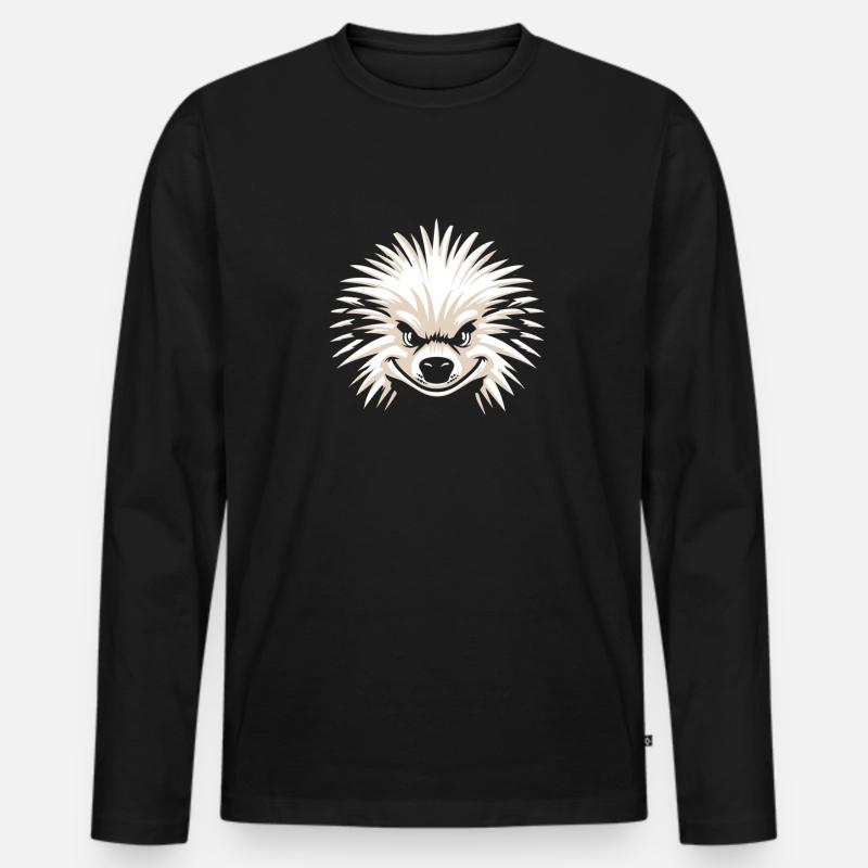 Stachelschwein - Männer Premium Bio Langarmshirt - Schwarz