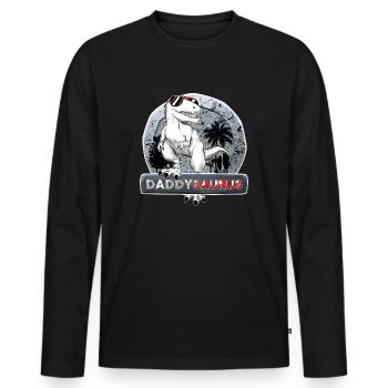 Daddysaurus Dinosaurier Papa Lustig - Männer Premium Bio Langarmshirt - Schwarz - Vorne - Nico (187cm)
