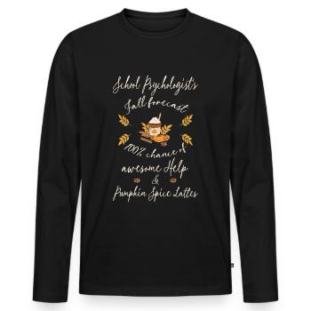 Psychologue scolaire, aide et lattes aux épices à la citrouille - T-shirt manches longues Premium bio Homme - noir - Devant - Nico (187cm)