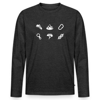 Klettern Symbole Bouldern Bergsteiger Freeclimber - Männer Premium Bio Langarmshirt - Anthrazit meliert - Vorne - Nico (187cm)