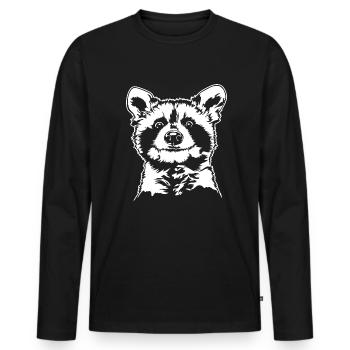 RATON laveur faune sauvage Wilsigns - T-shirt manches longues Premium bio Homme - noir - Devant - Nico (187cm)