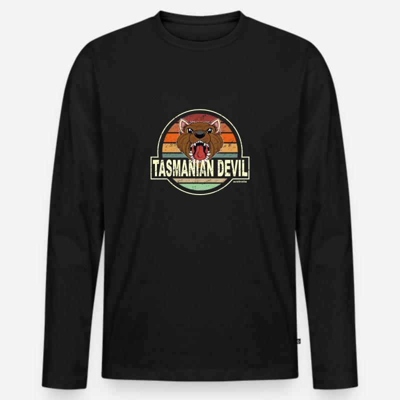 TASMANIAN DEVIL - Männer Premium Bio Langarmshirt - Schwarz