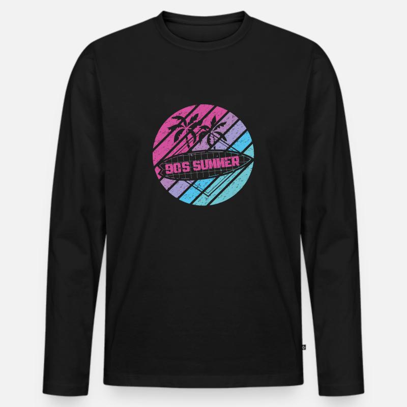 90's summer - Männer Premium Bio Langarmshirt - Schwarz