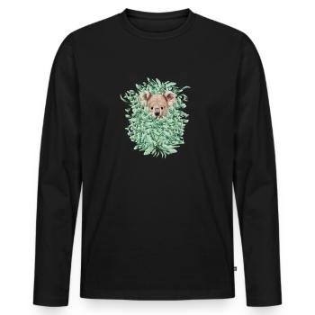 Koala Bear dans la forêt d’eucalyptus - T-shirt manches longues Premium bio Homme - noir - Devant - Nico (187cm)