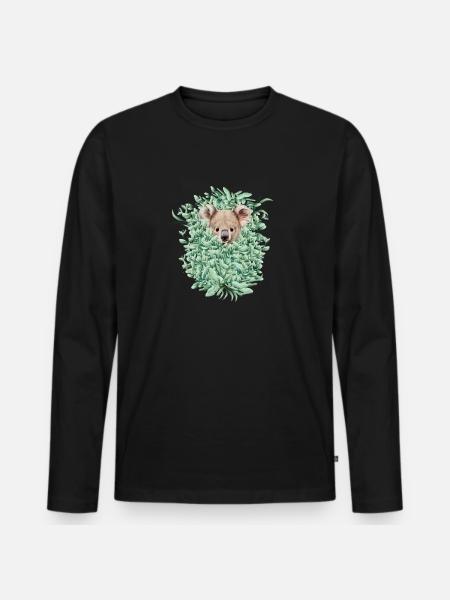 Koala Bear in Eukalyptuswald - Männer Premium Bio Langarmshirt - Schwarz
