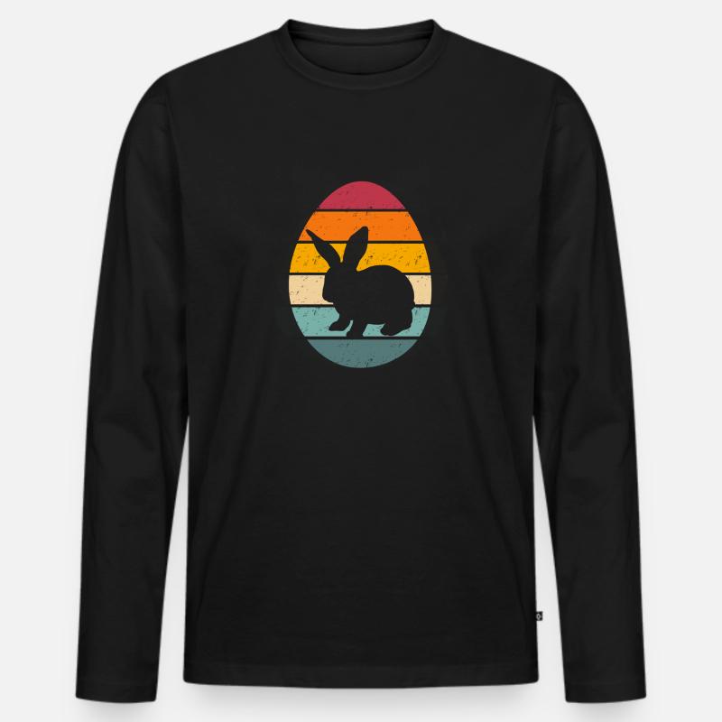 Easter Egg with bunny - Männer Premium Bio Langarmshirt - Schwarz