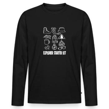 KIT DE DÉMARRAGE EXPLORER - T-shirt manches longues Premium bio Homme - noir - Devant - Nico (187cm)