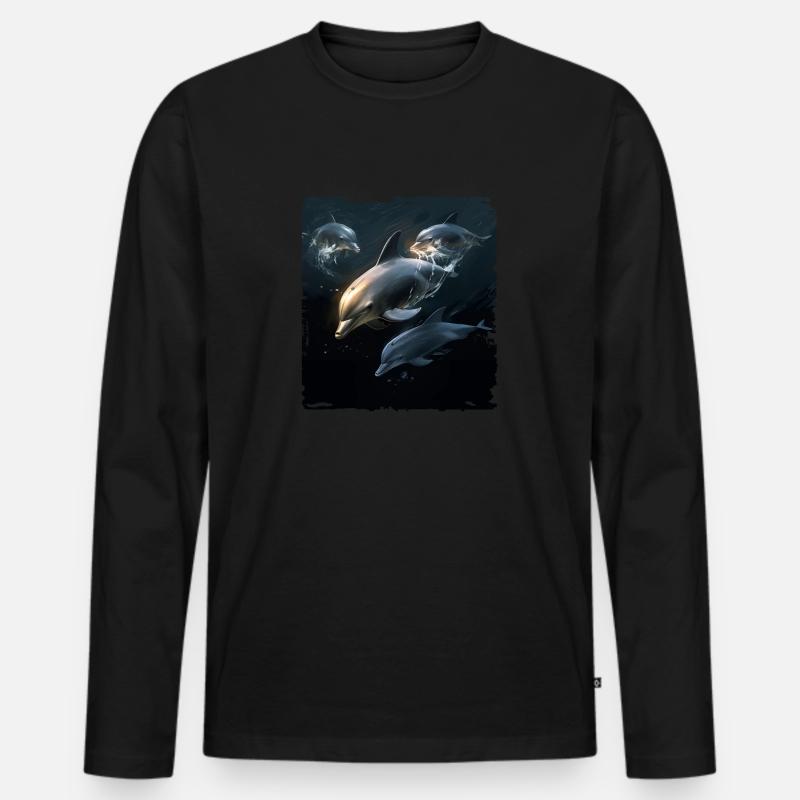 Delfinbeobachtung - Männer Premium Bio Langarmshirt - Schwarz