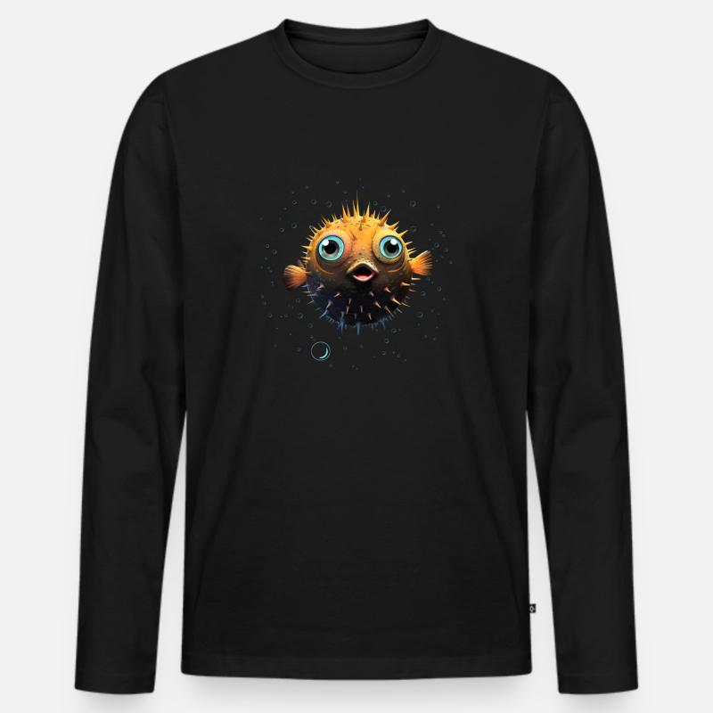 Puffer Fish - Männer Premium Bio Langarmshirt - Schwarz