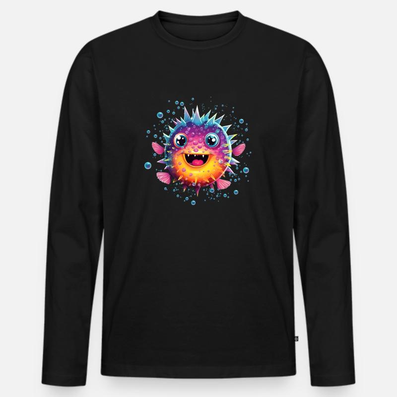 Puffer Fish - Männer Premium Bio Langarmshirt - Schwarz