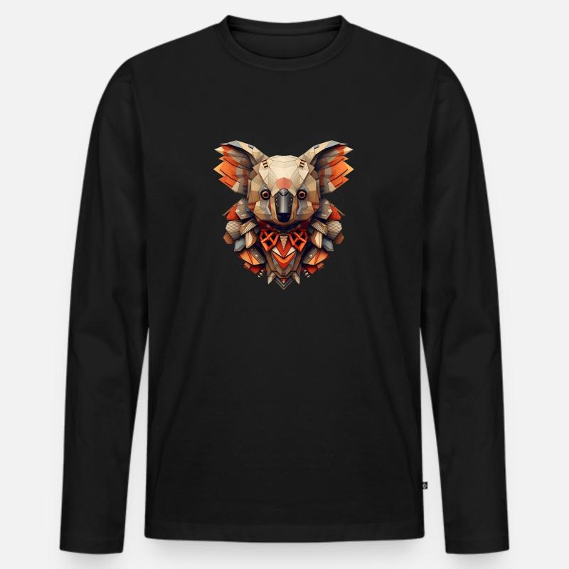 Koala Abbild - Männer Premium Bio Langarmshirt - Schwarz