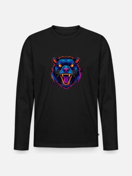 Screaming animal - Men's Premium Organic Long Sleeve Shirt - black