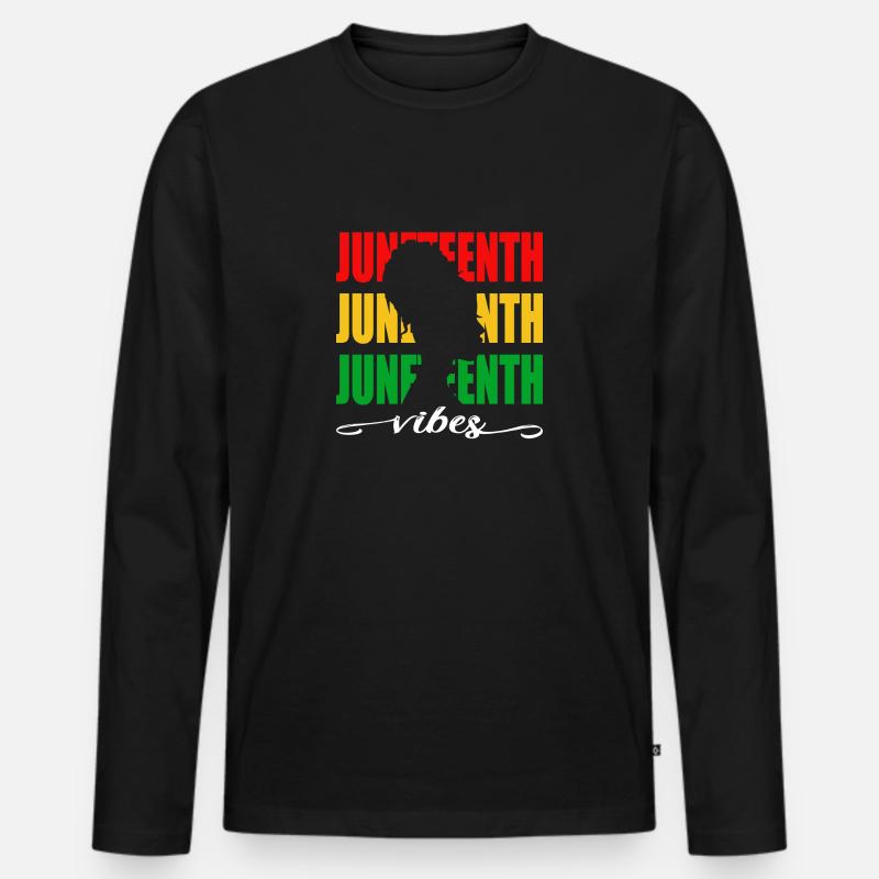Juneteeth vibes - Männer Premium Bio Langarmshirt - Schwarz