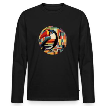 Tucan - Männer Premium Bio Langarmshirt - Schwarz - Vorne - Nico (187cm)