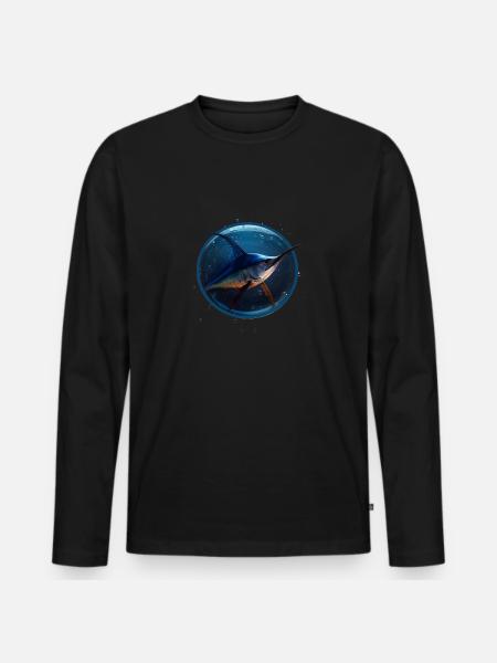 Marlin in blue Water - Men's Premium Organic Long Sleeve Shirt - black