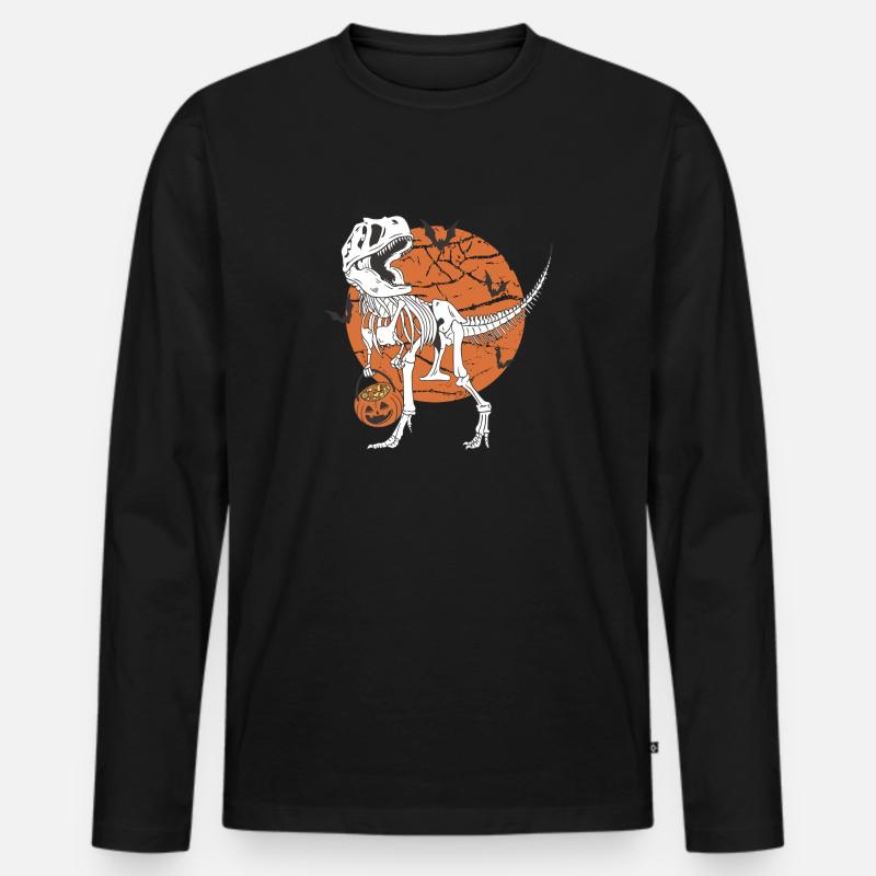 Halloween T-Rex Dinosaur - Männer Premium Bio Langarmshirt - Schwarz