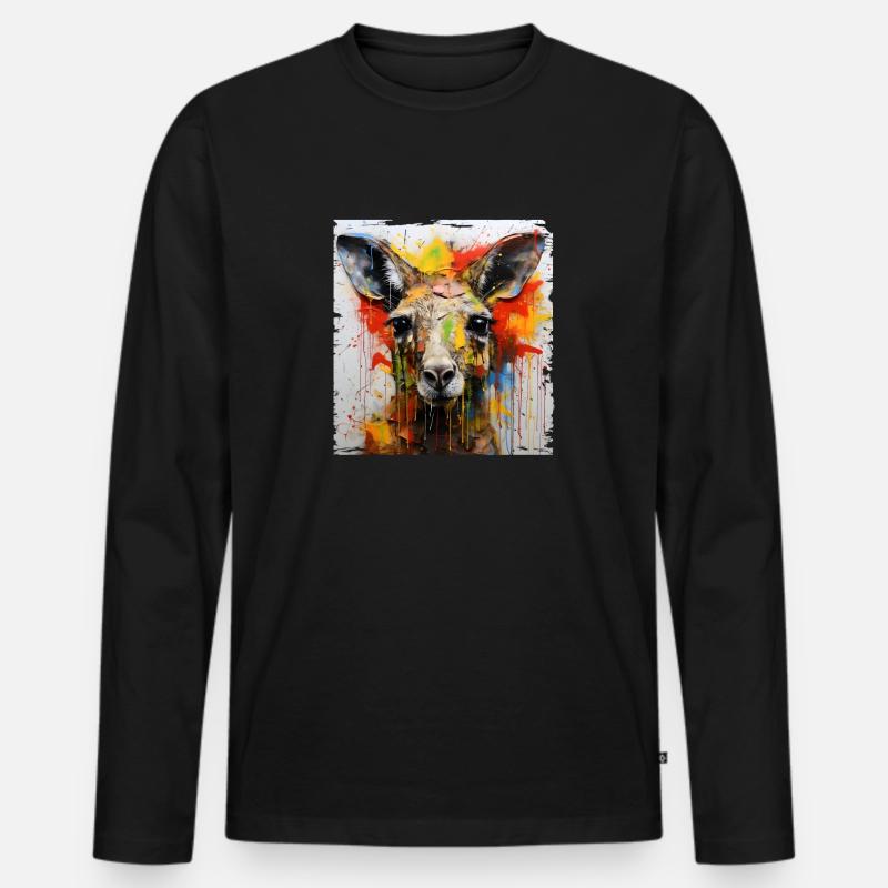 Kangaroo Graffiti - Männer Premium Bio Langarmshirt - Schwarz