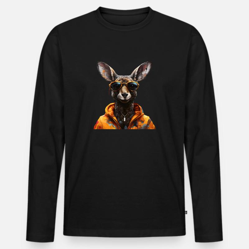 Rap Känguru - Männer Premium Bio Langarmshirt - Schwarz
