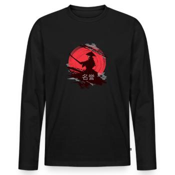 Honor, Japanese samurai - Men's Premium Organic Long Sleeve Shirt - black - Front - Nico (187cm)