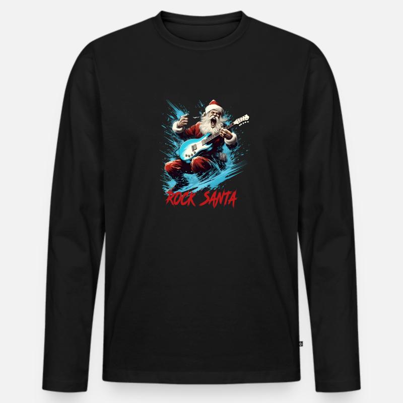 ROCK SANTA - Männer Premium Bio Langarmshirt - Schwarz