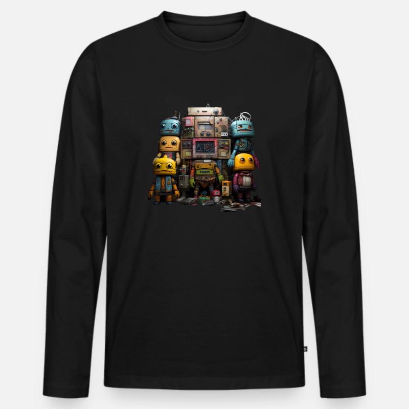 robots - Männer Premium Bio Langarmshirt - Schwarz
