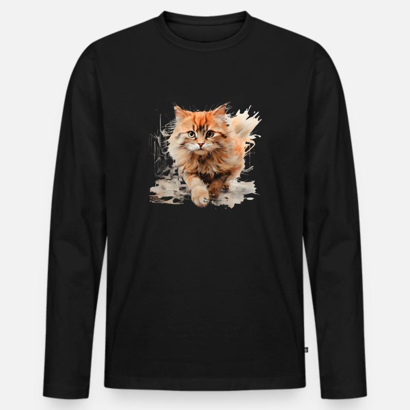 Cute Kitty - Männer Premium Bio Langarmshirt - Schwarz