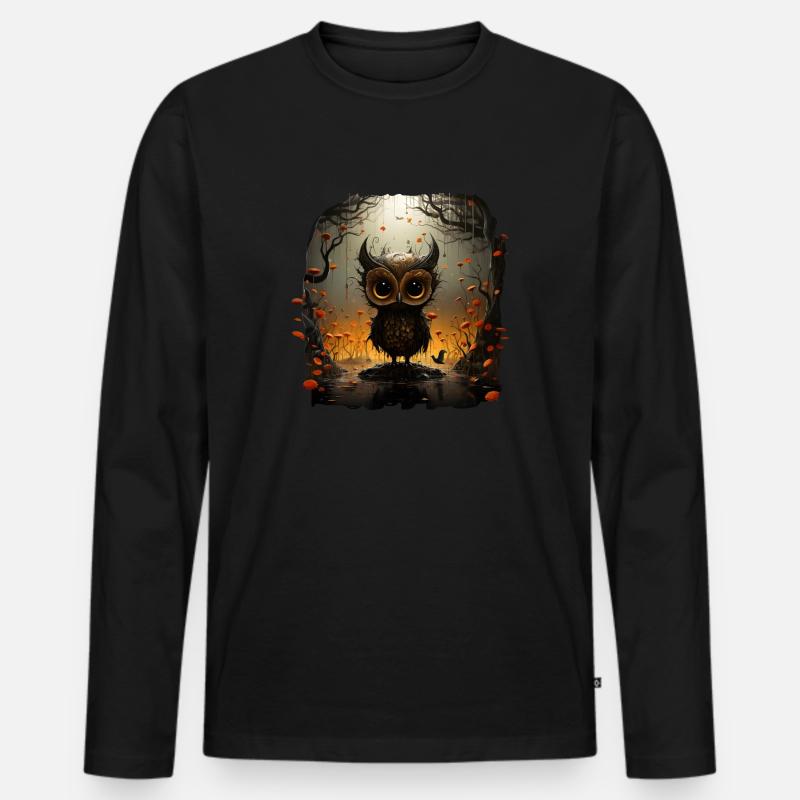 Cute Owl - Männer Premium Bio Langarmshirt - Schwarz