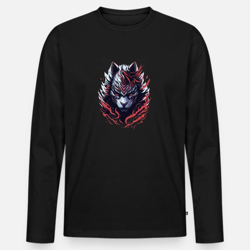 WolfCat - Männer Premium Bio Langarmshirt - Schwarz