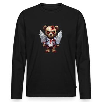 Creepy Teddy - Männer Premium Bio Langarmshirt - Schwarz - Vorne - Nico (187cm)